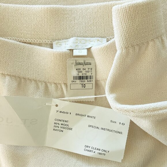 St. John Bright White Cream Ivory Santana Knit Elastic Waist Skirt NWT New 10 - Picture 3 of 3